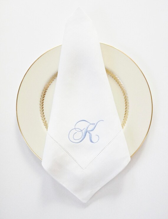 SCRIPT FONT COLLECTION of Monogram Fonts on Embroidered Cloth Dinner Napkins and Guest Hand Towels - Wedding Keepsake or Special Occasions