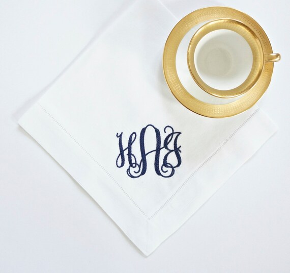 SCROLL II Embroidered Monogram, Elegant 3 letter Monogram for Cloth Napkins and Towels, Home Furnishings