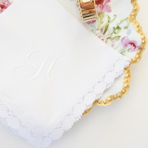 FLOURISH FONT Embroidered Monogrammed Handkerchief, Personalized Custom Handkerchief, Single letter monogram