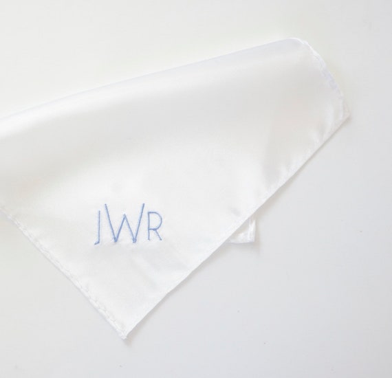 MONOGRAM CHART III Mens Embroidered Monogrammed Handkerchief, Wedding Handkerchief, Personalized Pocket Square, Hankie