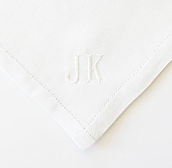 CLASSIC MONOGRAM FONT Mens Embroidered Monogrammed Handkerchief, Wedding Handkerchief, Personalized Pocket Square, Hankie