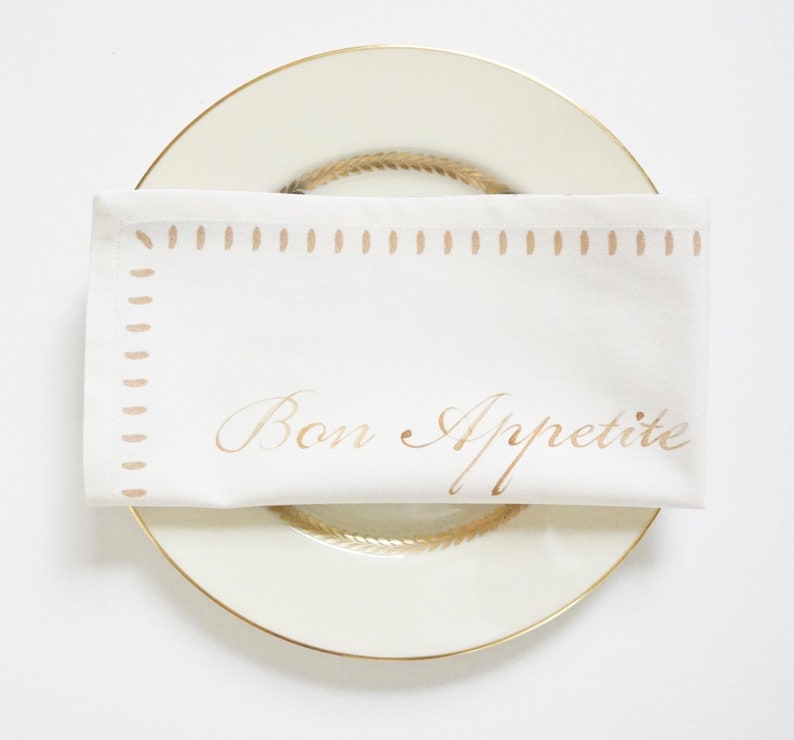 FRENCH DESIGNED BOTANICAL Monogrammed Embroidered Napkins