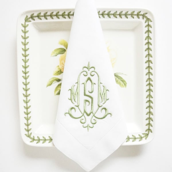 Monogrammed Linen Napkins Etsy