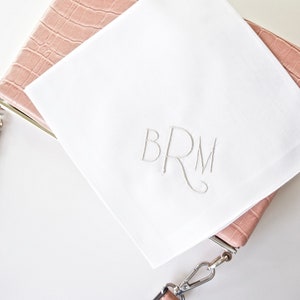 NEW YORKER font Embroidered Monogrammed Handkerchief, Personalized Custom Handkerchief