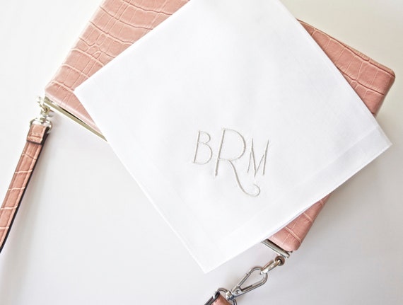 NEW YORKER font Embroidered Monogrammed Handkerchief, Personalized Custom Handkerchief