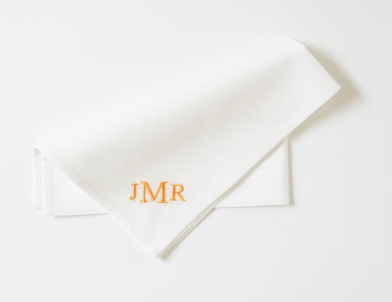 MONOGRAM CHART III Block Letter Fonts Embroidered Monogrammed Handkerchief Personalized Custom Handkerchief Single letter monogram