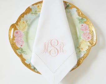 SCROLL I Embroidered Monogrammed Napkins, 3 letter Monogram, Personalized Napkins Personalized Cocktail Napkins Personalized Wedding Napkins