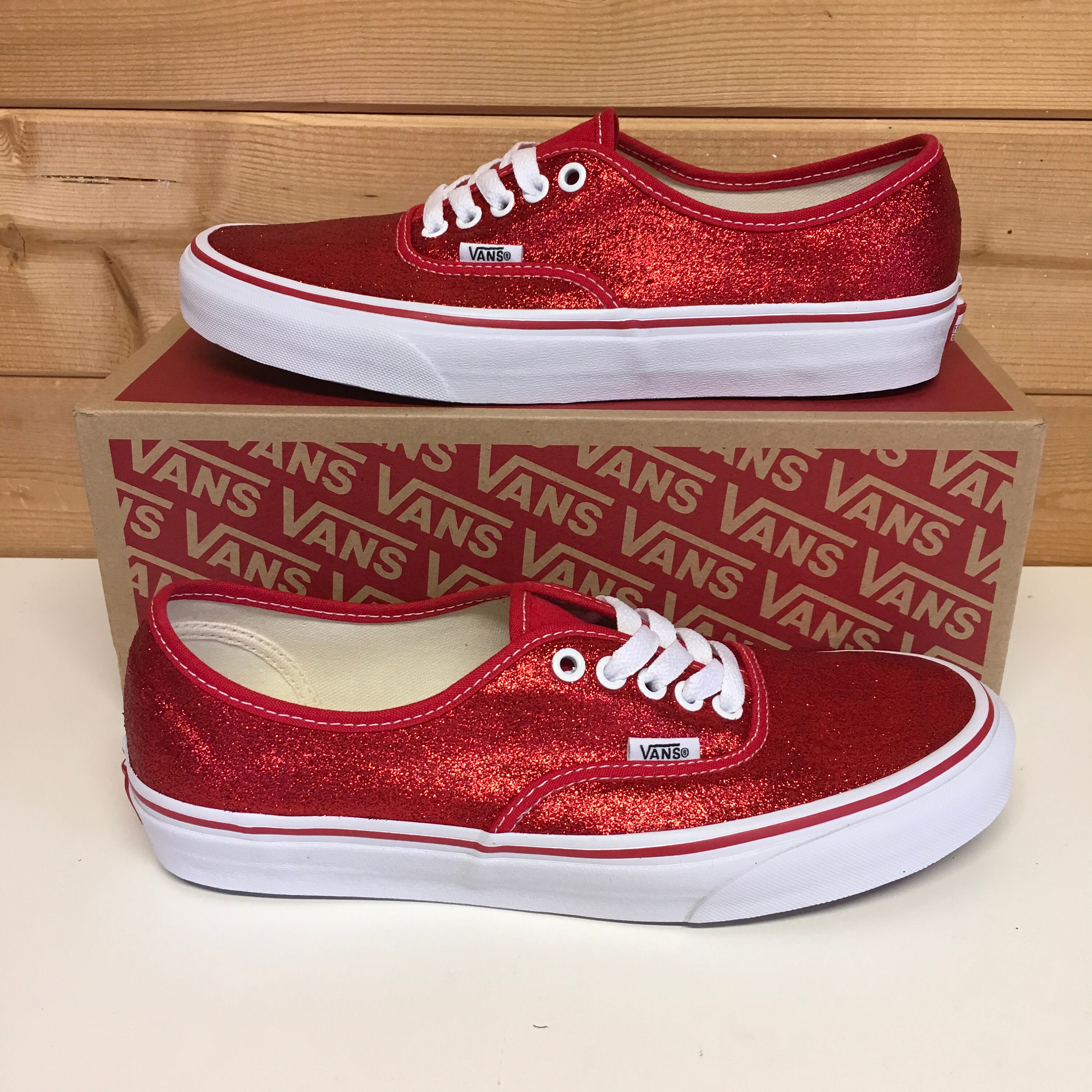 Ruby Red Glitter Vans Authentic - Etsy