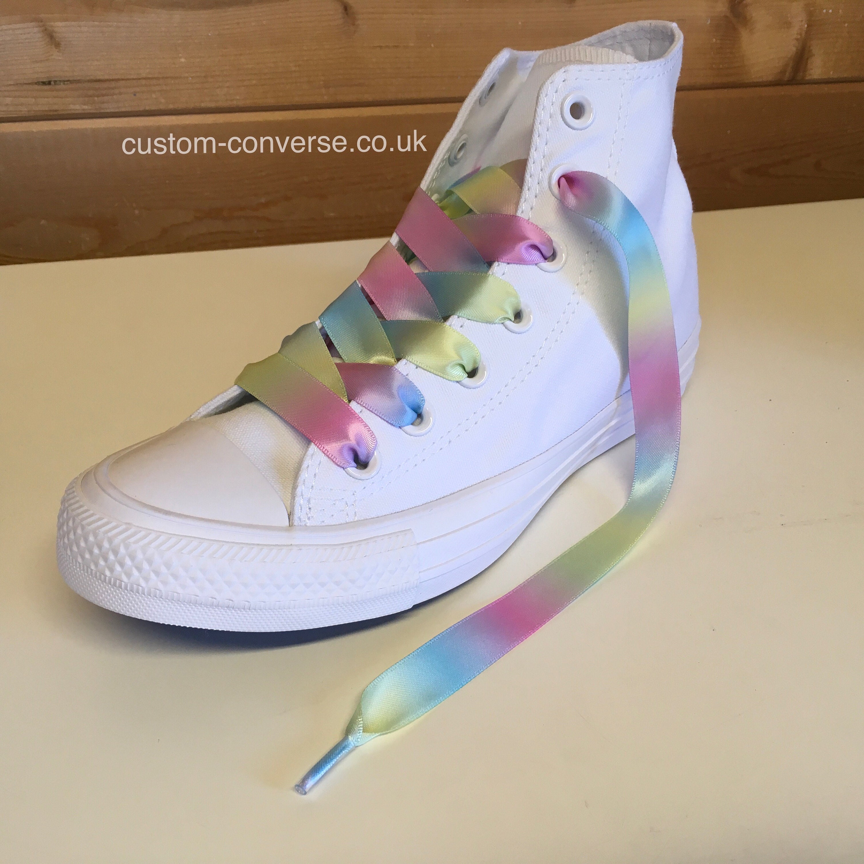 Rainbow Satin Ribbon Shoelaces Various Lengths for Pride