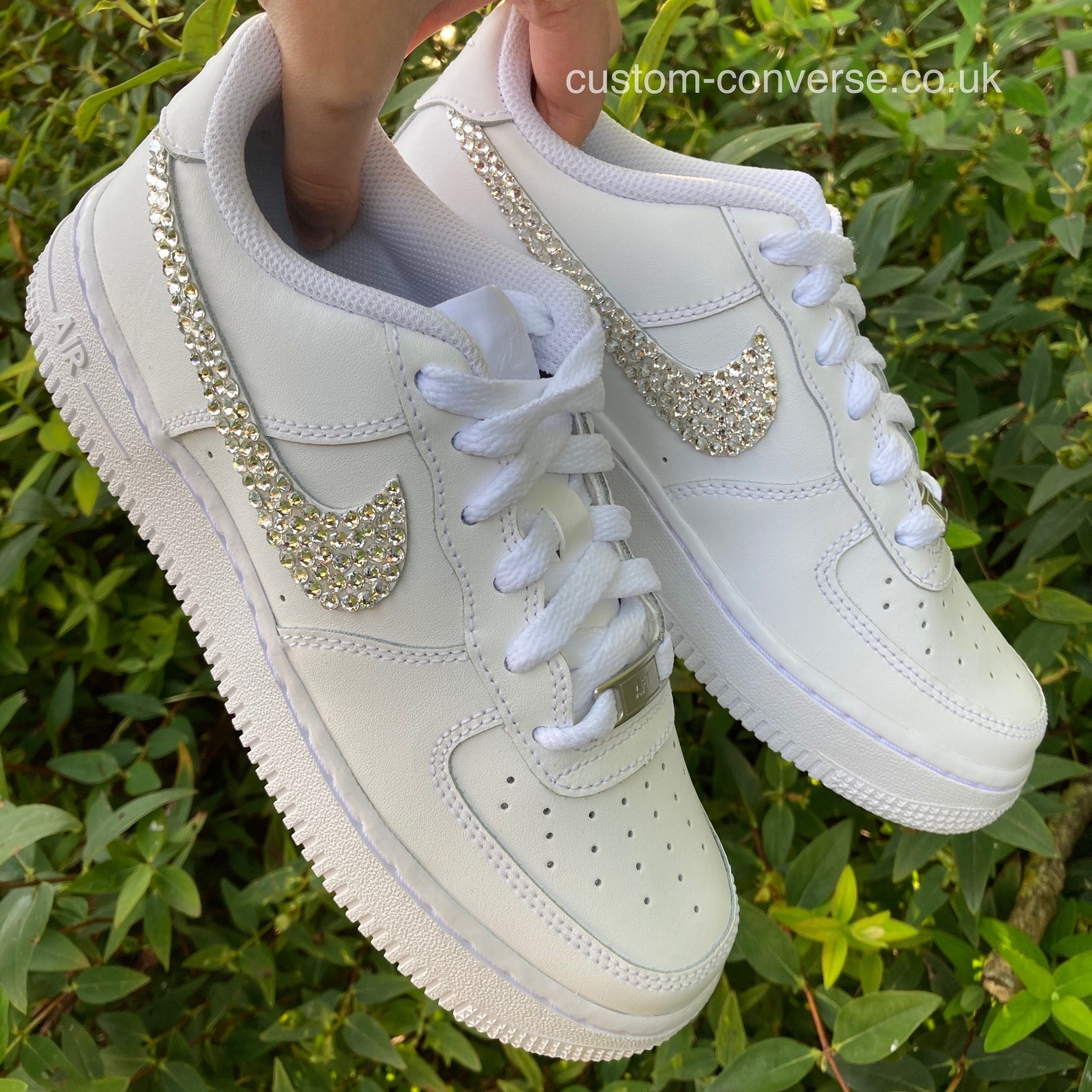 Silver Crystal Swoosh Nike Air Force 1 Silver Trainers | Etsy
