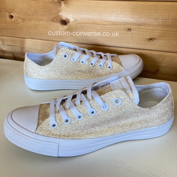 Champagne Gold Glitter Converse Trainers Etsy