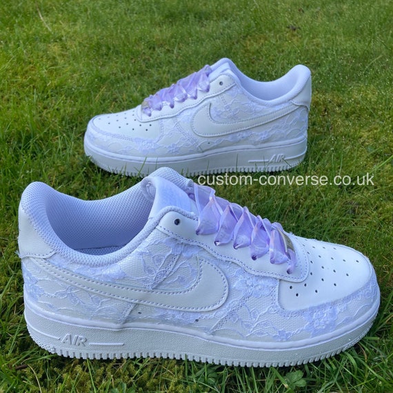 Lace Covered Nike Force 1 Trainers With - Etsy