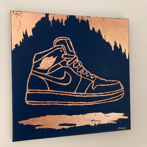Navy and Copper Embossed 3D Nike Air Jordan Sneaker Wall Art 12 X 12