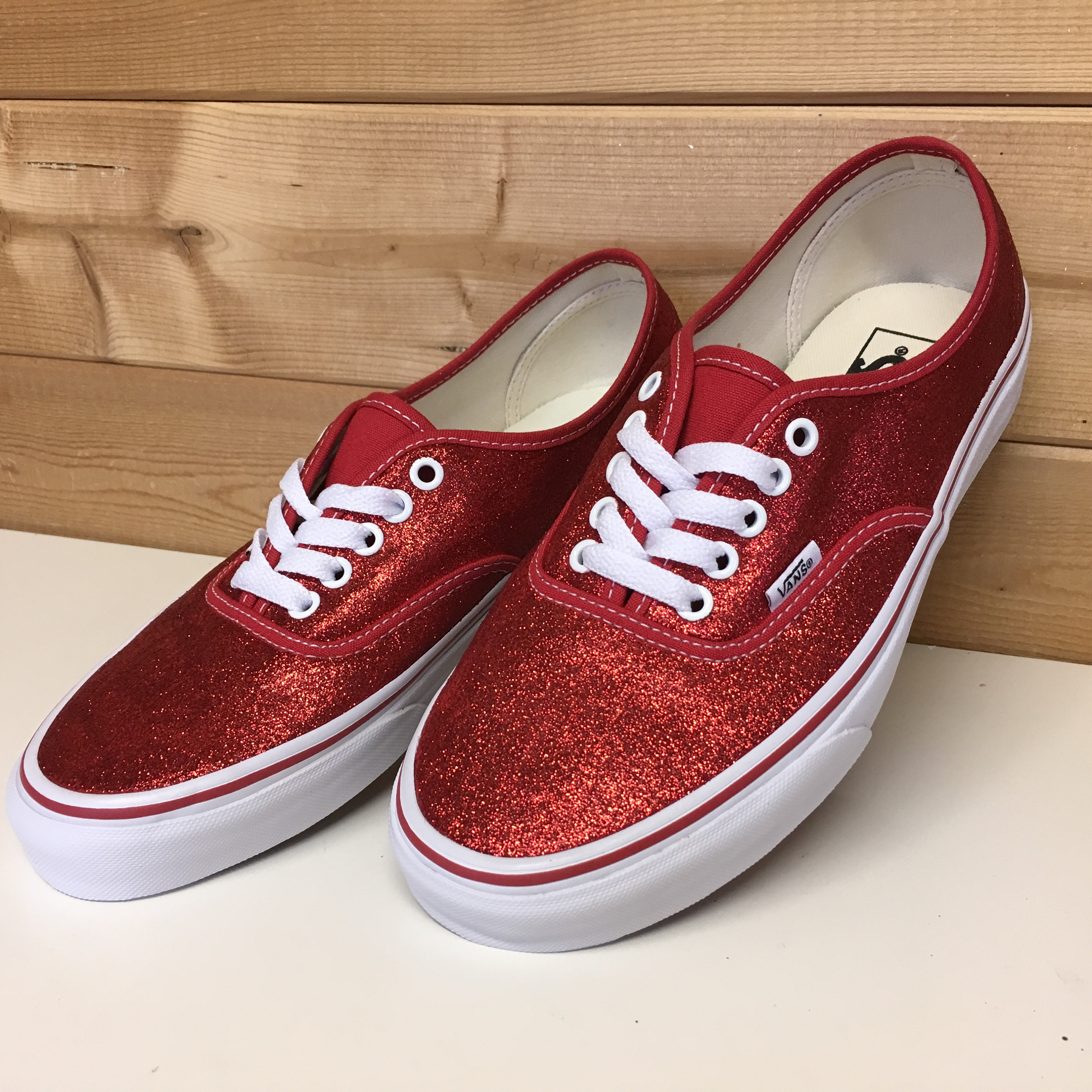 Ruby Red Glitter Vans Authentic - Etsy