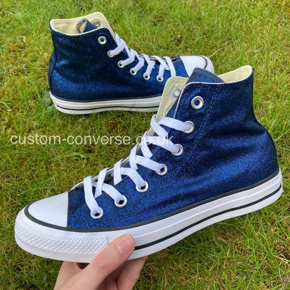 Navy Blue Glitter Converse Sparkly Womens Trainers - Etsy
