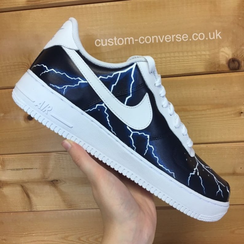 Nike Air Force 1 Hand Painted Lightning Storm Trainers | Etsy