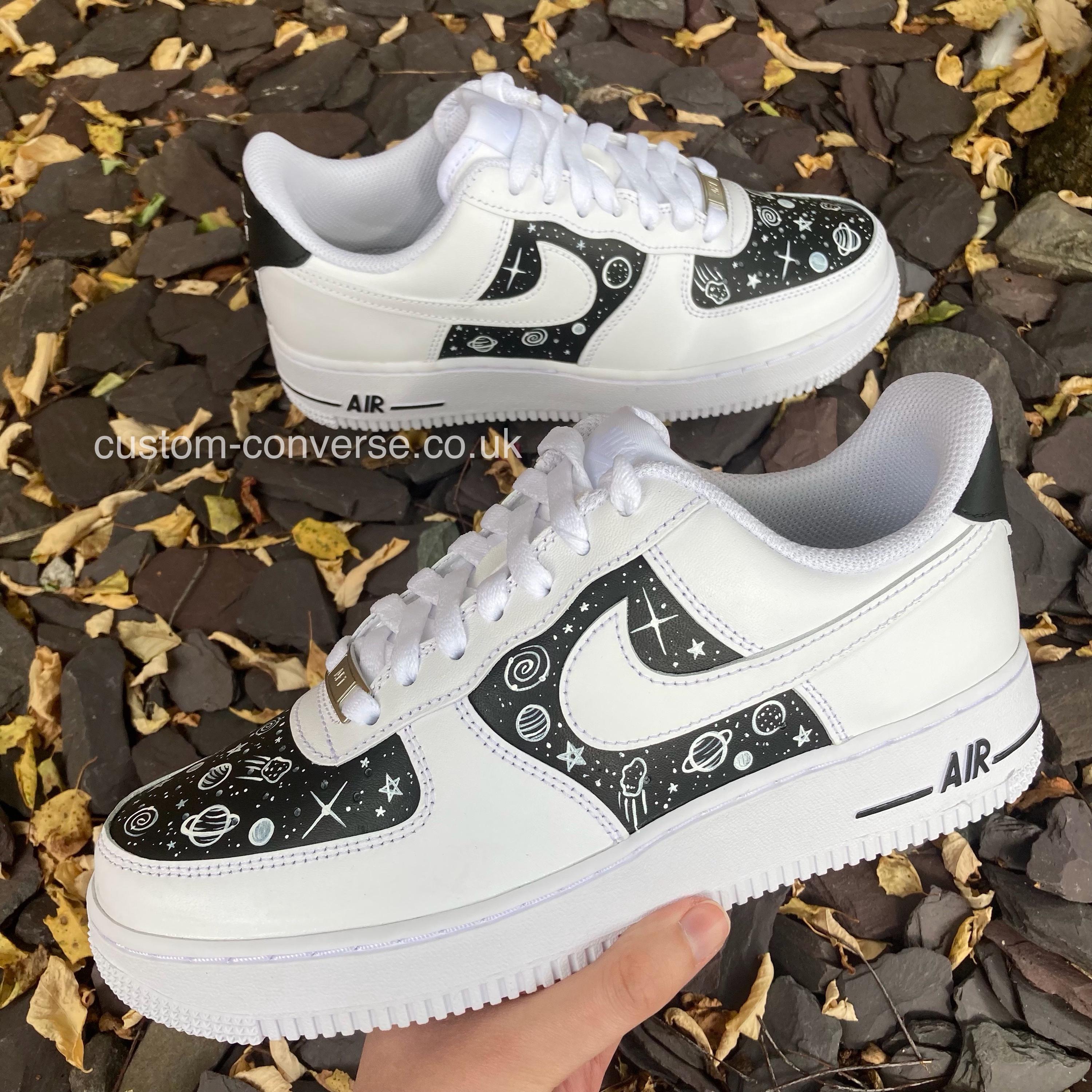 Black and White Space Doodle Air Force 1 Trainers - Etsy