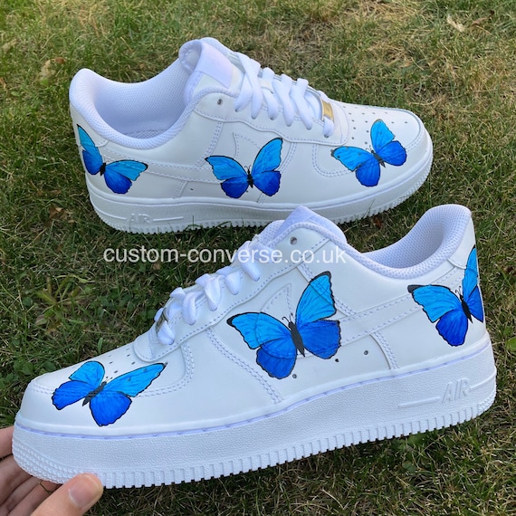Custom Nike Air Force 1 Blue ButterFLY - Custom Nike Air Force 1 Shoes