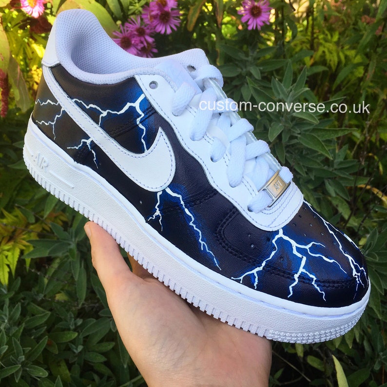 Nike Air Force 1 Hand Painted Lightning Storm Trainers | Etsy