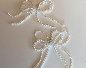 Clips para zapatos con lazo de perlas: Adornos para zapatos y bolsos color marfil (1 par, 2 lazos)