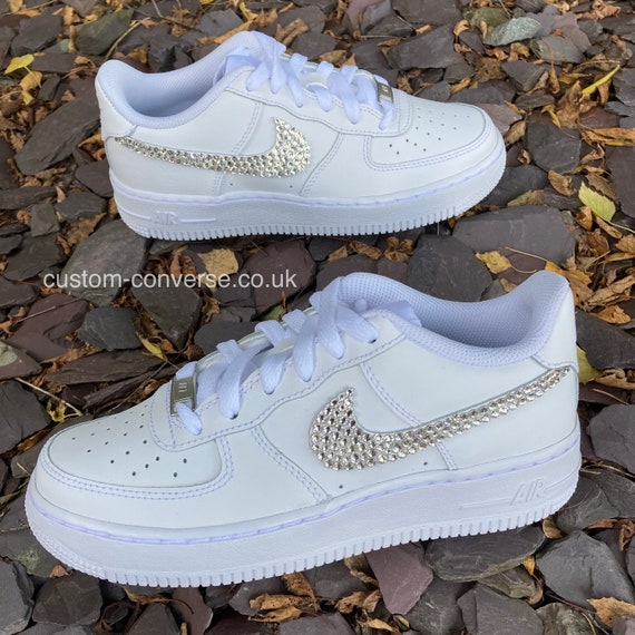 Silver Crystal Custom Air Force 1 Silver Trainers -