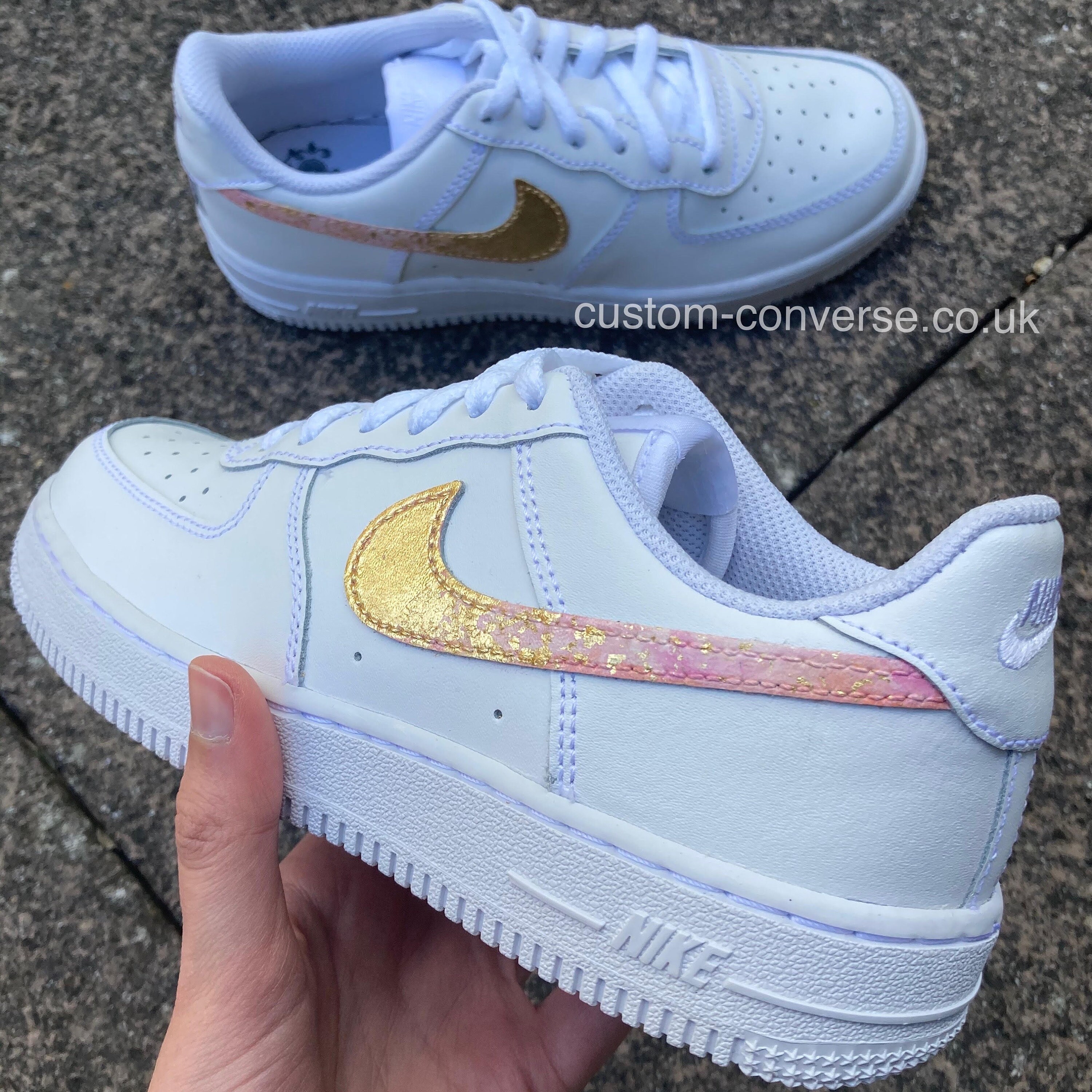 Nike Air Force 1 White Custom 'Gold Glitter' Edition