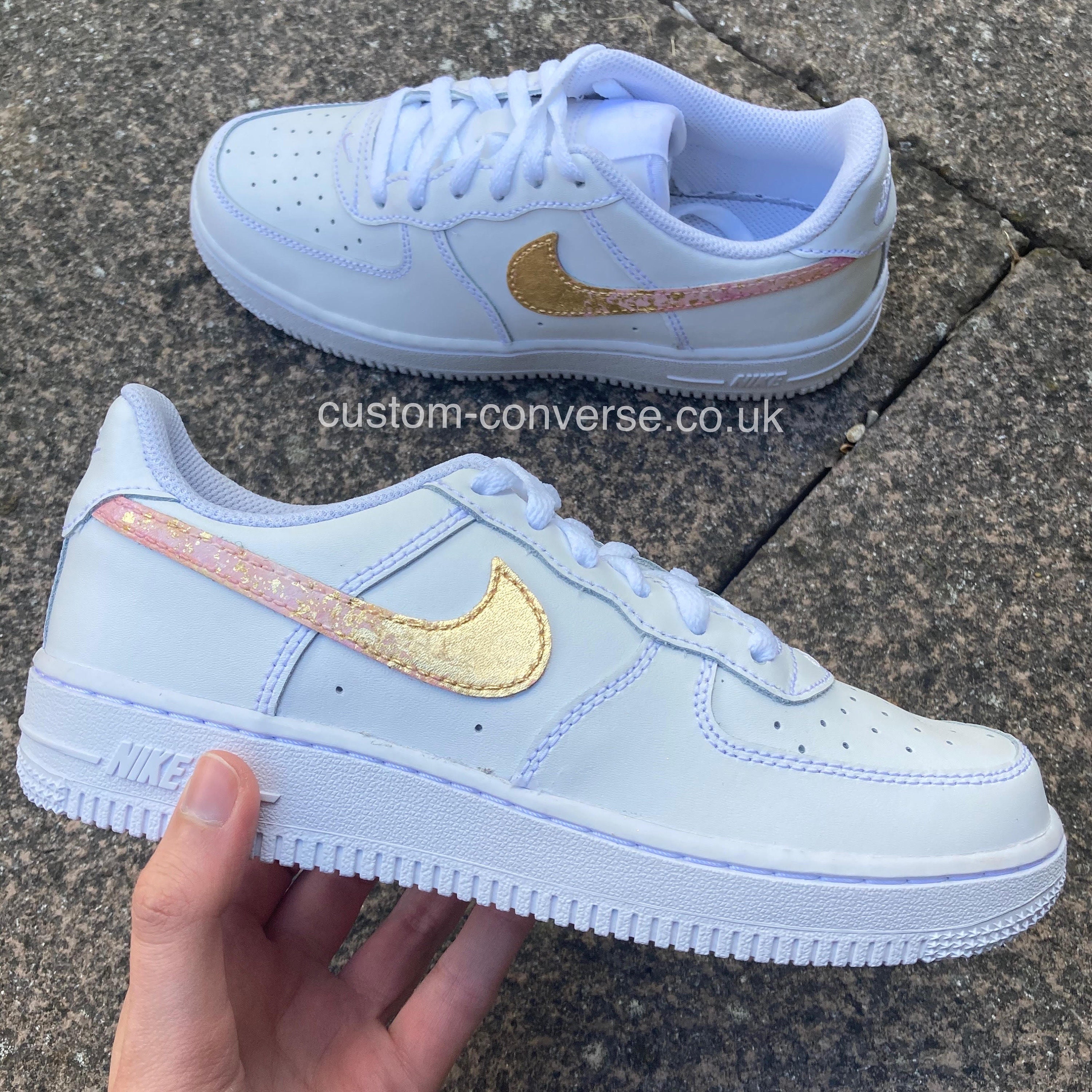 pink and gold air force ones