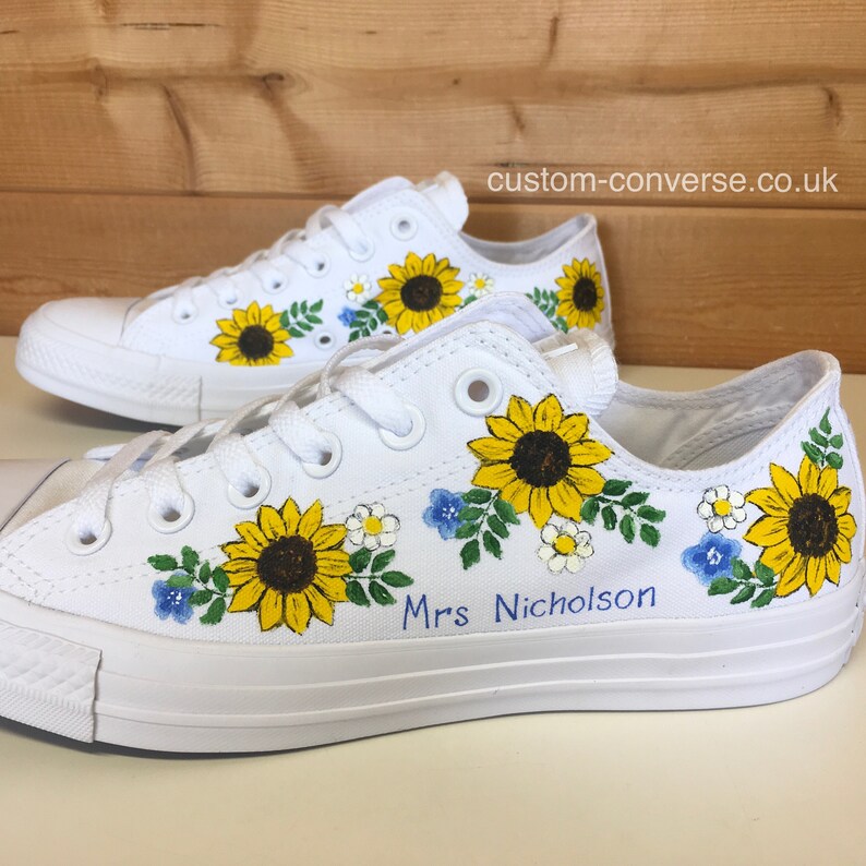 Personalised Sunflower Converse Trainers Etsy