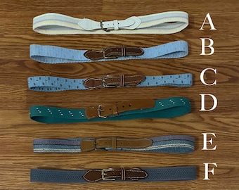 Vintage 1980&#39;s Cotton / Leather Woven Summer Belt - Pick a Color / Pick a Size