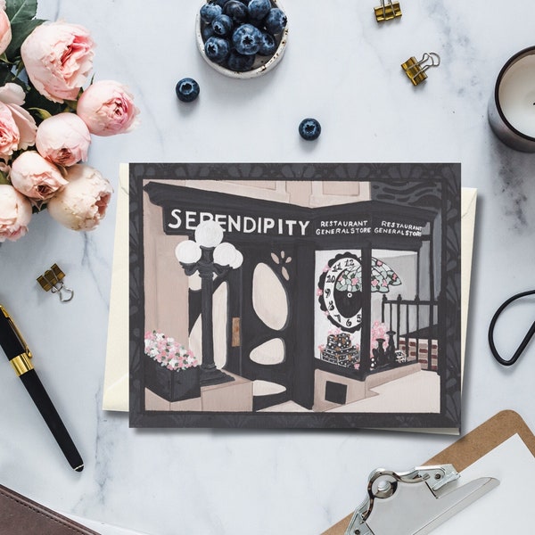 Serendipity New York Cafe Card Linen Paper Greeting Card