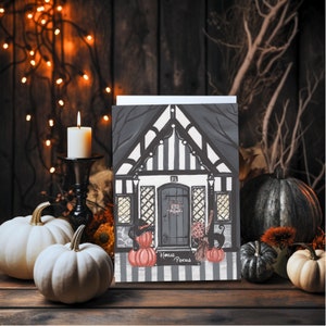 Halloween Cottage Salem Blank Greeting Card