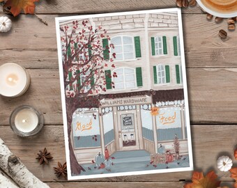 Luke's Autumn Coffee Shop Cozy Kitchen Wall Art Print