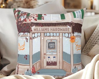 Accent Pillow Luke's Autumn Coffee Shop Spun Polyester Square 14x14 inch