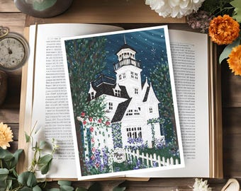 Practical Magic Illustration Enchanted Home 5x7 Art Print Dark Cottage Decor