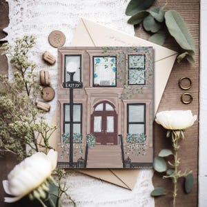 Carte de voeux New York Love at Carry Illustration faite main en lin vierge
