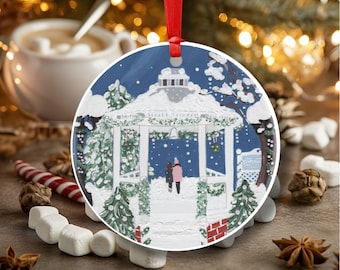 Christmas Gazebo Illustration Metal Ornament