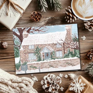 Carte de Noël vierge Rose Hill Cottage Les Fêtes 4 x 6 Carte de Noël douillette Cottagecore
