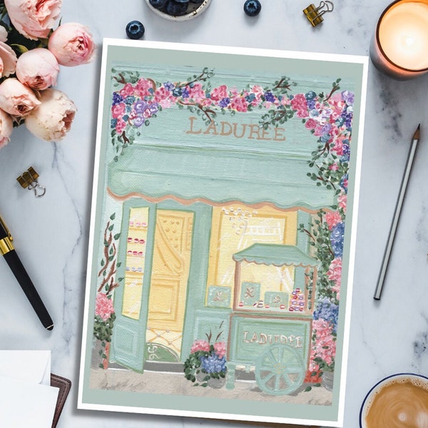 Spring in Paris Macaron Cafe Art Print