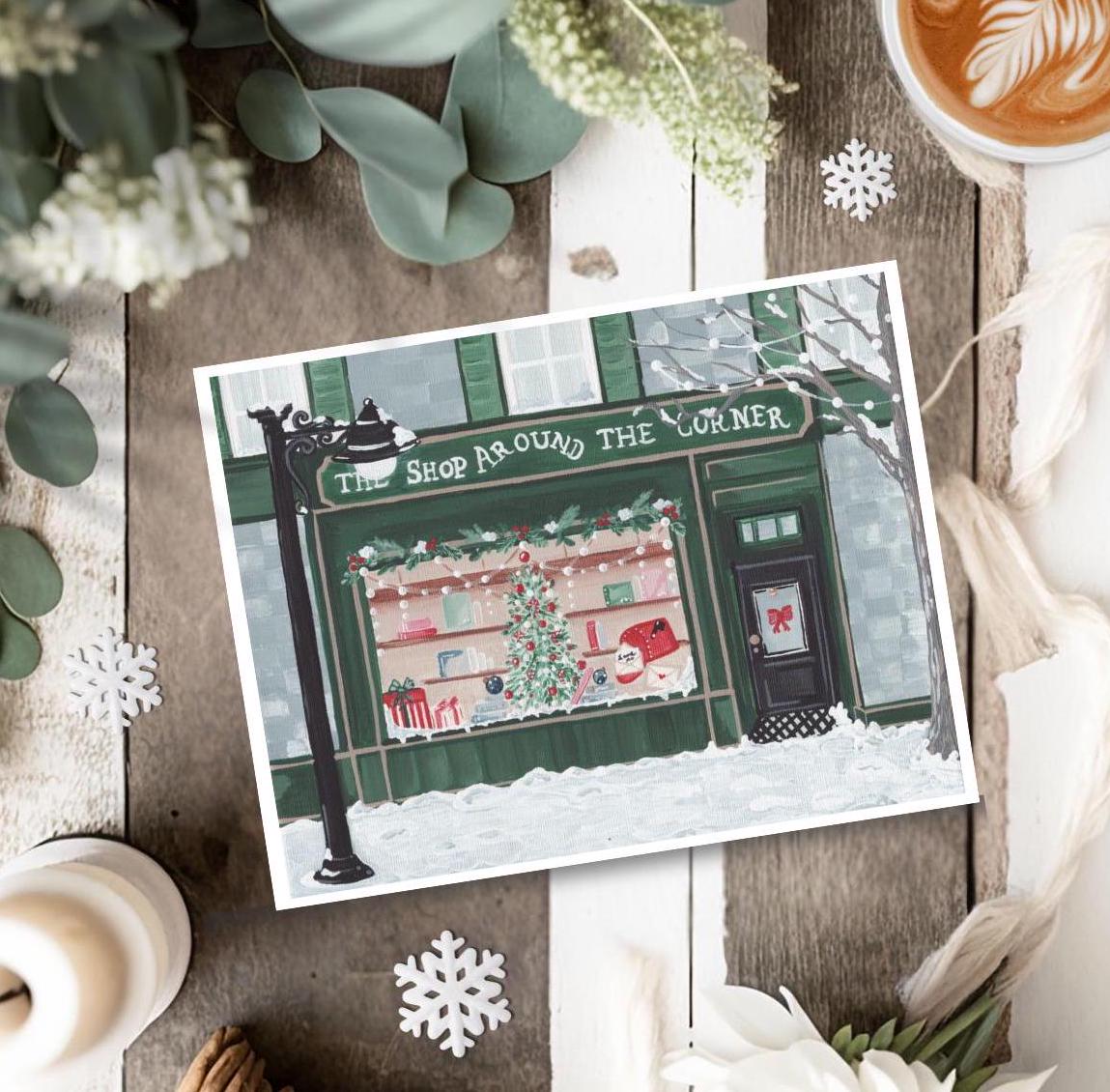 Shop Around the Corner You've Got Mail Christmas Book Shop 5x7 Linen Finish Art Print