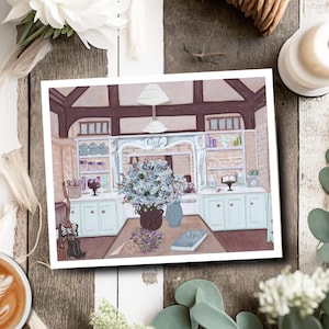 Practical Magic Kitchen Illustration Art Print Dark Academia Cottagecore Home Decor