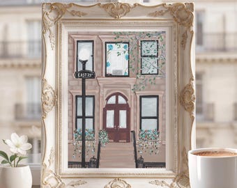 New York Love Carrie's New Era Apartment Illustration Romantic Home Decor Print