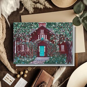 Orchard House Little Women Spring Concord, Massachusetts Carte de voeux en papier lin 5 x 7