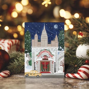 Illustration de Noël à New York chez Duncan's Carte de voeux faite main, papier lin
