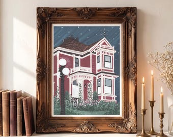 Halliwell Manor Hand Painted Illustration Print