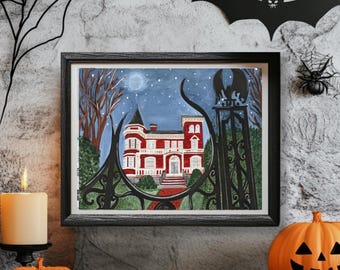 Horror King's Home Bangor Maine Illustration Art Print