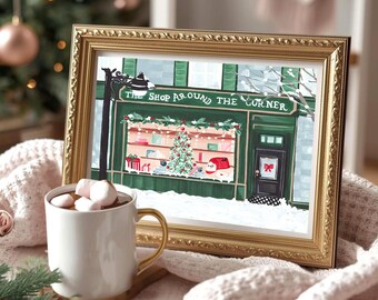 Shop Around the Corner Winter In New York illustration file 8x10 image / Bookish Christmas