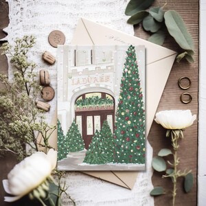 Noël à Paris Joyeux Noel Illustration carte de correspondance vierge faite main 4 x 6 papier lin