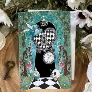 Modello di scheda illustrativa della foresta incantata di Alice nel paese delle meraviglie da scaricare digitalmente