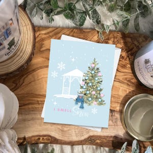 Carte de voeux Je sens la neige - Carte de Noël 4,5 x 5 pouces