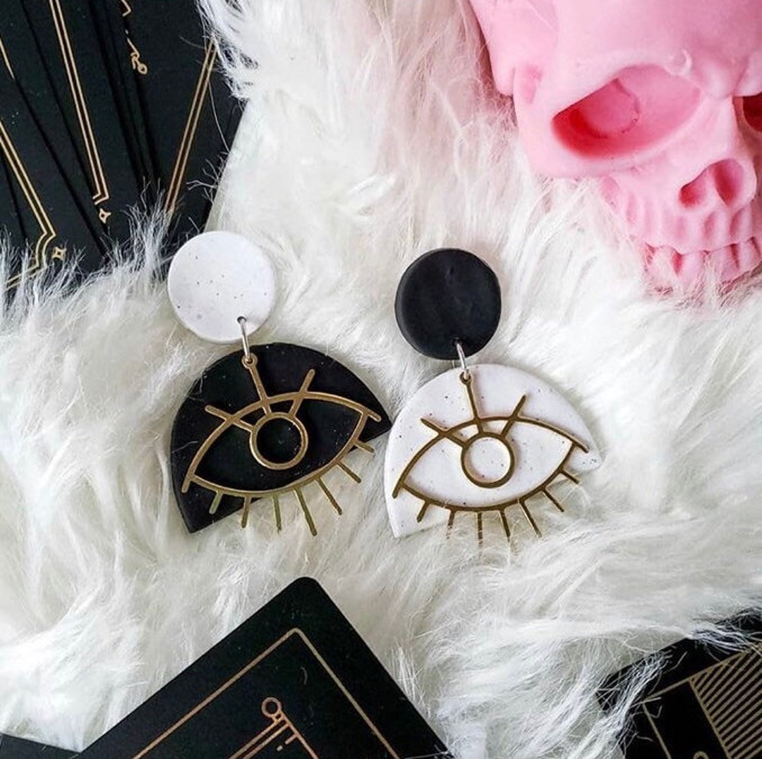 Evil eye polymer clay earrings discount